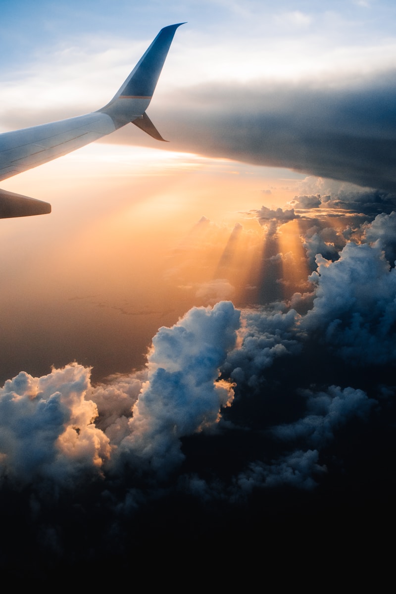 Photo by Tom Barrett airplane on sky during golden hour